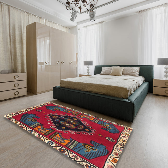 Traditional Red Persian Rug in a Bedroom, tr494