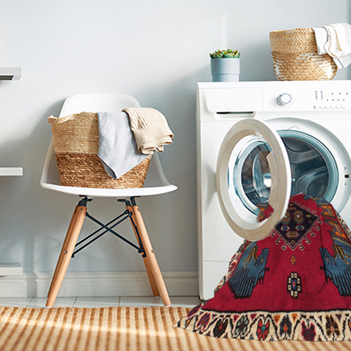 Machine Washable Traditional Red Rug in a Washing Machine, wshtr494