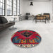 Round Traditional Red Persian Rug in a Office, tr494