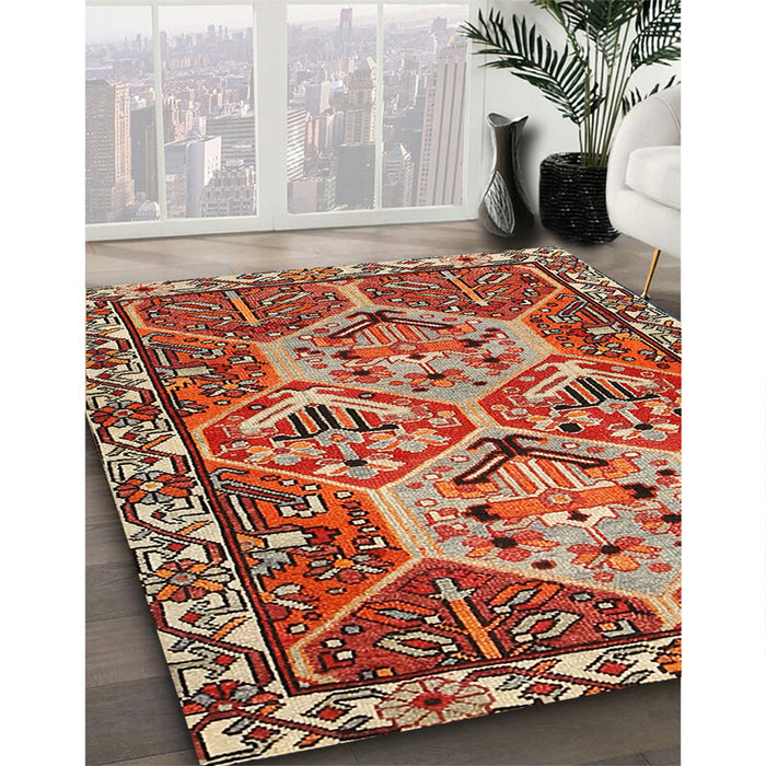 Machine Washable Traditional Sand Brown Rug in a Family Room, wshtr495