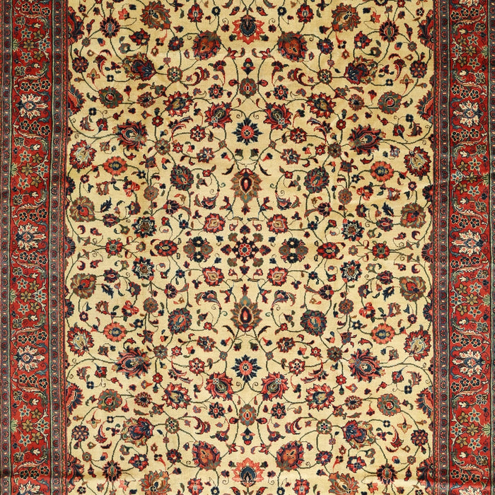 Machine Washable Traditional Saffron Red Rug, wshtr496