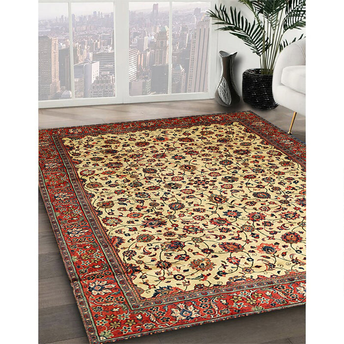 Machine Washable Traditional Saffron Red Rug in a Family Room, wshtr496