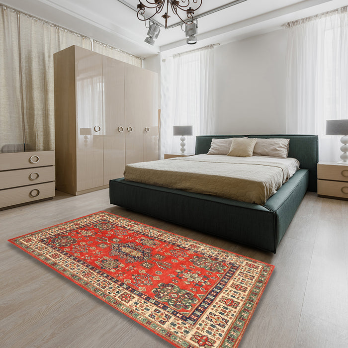 Machine Washable Traditional Red Rug in a Bedroom, wshtr497