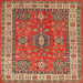 Round Machine Washable Traditional Red Rug, wshtr497