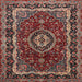 Square Traditional Orange Salmon Pink Medallion Rug, tr499