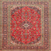 Square Traditional Light Copper Gold Medallion Rug, tr49