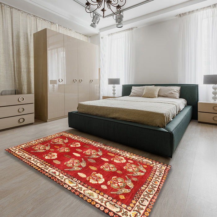 Machine Washable Traditional Red Rug in a Bedroom, wshtr4