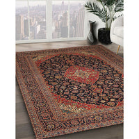 Traditional Dark Scarlet Red Medallion Rug, tr500