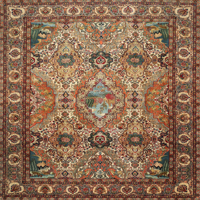 Square Traditional Brown Persian Rug, tr501