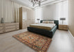 Traditional Brown Persian Rug in a Bedroom, tr501
