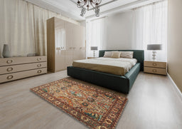 Traditional Brown Persian Rug in a Bedroom, tr501