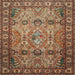 Round Machine Washable Traditional Peru Brown Rug, wshtr501