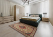 Machine Washable Traditional Brown Green Rug in a Bedroom, wshtr502