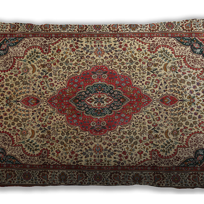 Traditional Classic Rectangular Brown Green Lumbar Throw Pillow, 13 inch by 19 inch, lbtr502