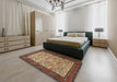 Traditional Metallic Gold Persian Rug in a Bedroom, tr505