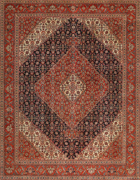 Machine Washable Traditional Saffron Red Rug, wshtr506