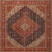 Square Traditional Saffron Red Medallion Rug, tr506