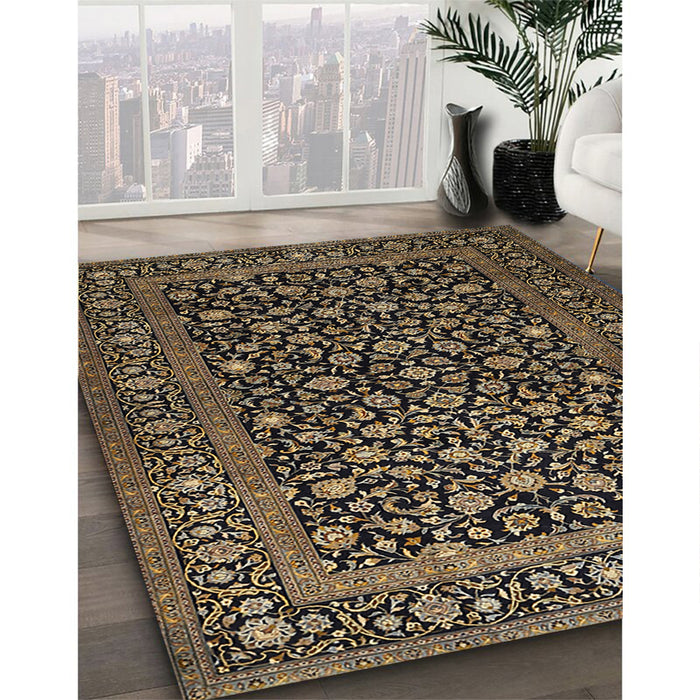 Traditional Orange Brown Persian Rug in Family Room, tr507