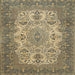 Square Traditional Dark Brown Medallion Rug, tr508