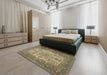 Machine Washable Traditional Dark Brown Rug in a Bedroom, wshtr508