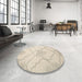 Round Traditional Tan Brown Persian Rug in a Office, tr509