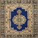 Square Traditional Black Medallion Rug, tr511