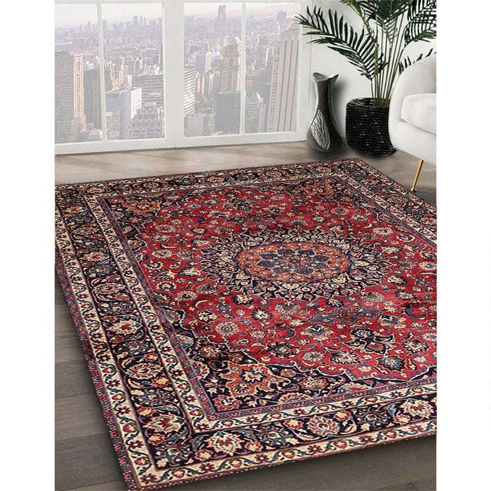 Machine Washable Traditional Orange Salmon Pink Rug in a Family Room, wshtr512