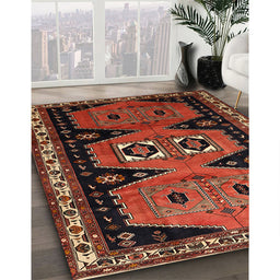 Machine Washable Traditional Saffron Red Rug in a Family Room, wshtr513
