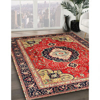 Traditional Saffron Red Medallion Rug, tr514