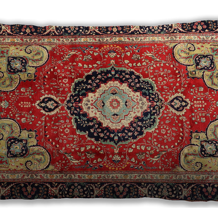 Traditional Classic Rectangular Saffron Red Lumbar Throw Pillow, 13 inch by 19 inch, lbtr514