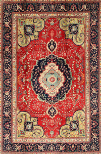 Machine Washable Traditional Saffron Red Rug, wshtr514