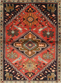 Machine Washable Traditional Saffron Red Rug, wshtr516