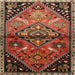 Round Machine Washable Traditional Saffron Red Rug, wshtr516