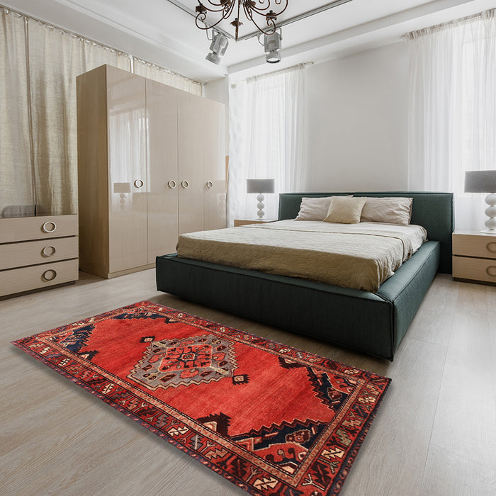 Traditional Red Medallion Rug in a Bedroom, tr517