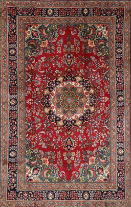 Machine Washable Traditional Saffron Red Rug, wshtr518
