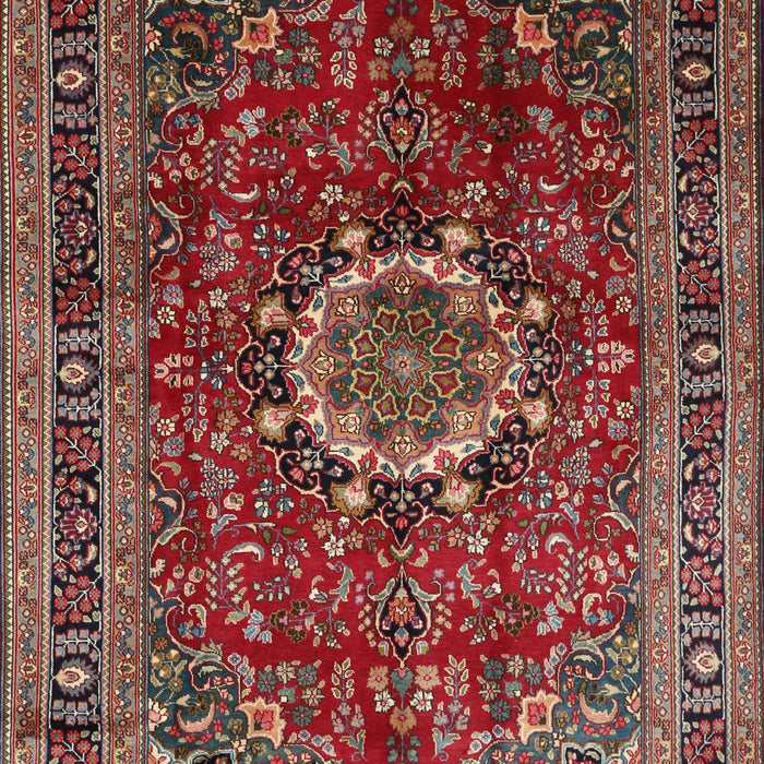 Machine Washable Traditional Saffron Red Rug, wshtr518
