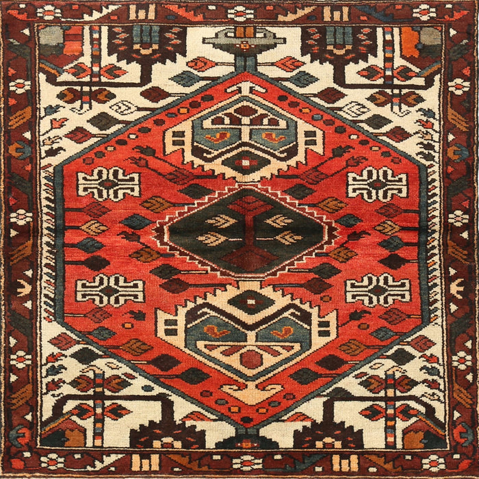 Square Traditional Crimson Red Persian Rug, tr519