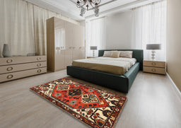 Traditional Crimson Red Persian Rug in a Bedroom, tr519