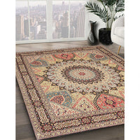 Traditional Chestnut Brown Medallion Rug, tr51