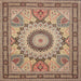 Square Traditional Chestnut Brown Medallion Rug, tr51