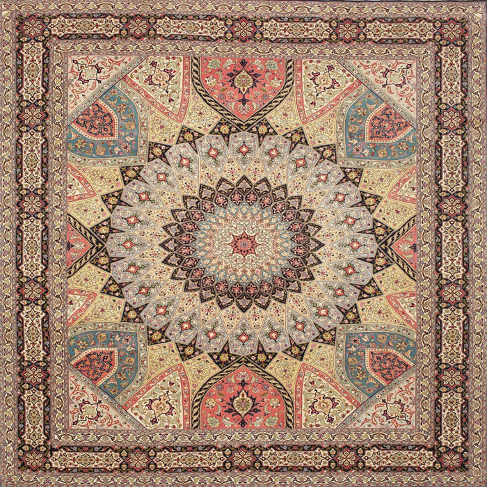 Round Machine Washable Traditional Chestnut Brown Rug, wshtr51
