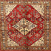 Square Traditional Sand Brown Medallion Rug, tr520