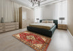 Traditional Sand Brown Medallion Rug in a Bedroom, tr520