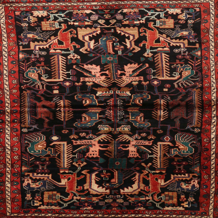 Square Traditional Reddish Brown Animal Rug, tr521