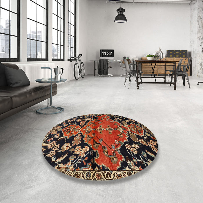 Round Traditional Red Persian Rug in a Office, tr523