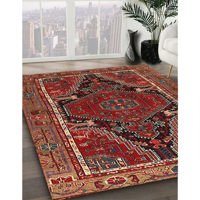 Machine Washable Traditional Tomato Red Rug in a Family Room, wshtr524