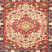 Round Machine Washable Traditional Red Rug, wshtr525