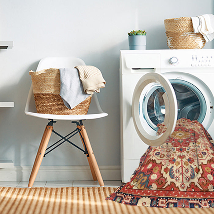 Machine Washable Traditional Red Rug in a Washing Machine, wshtr525