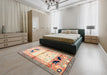 Traditional Brown Animal Rug in a Bedroom, tr526