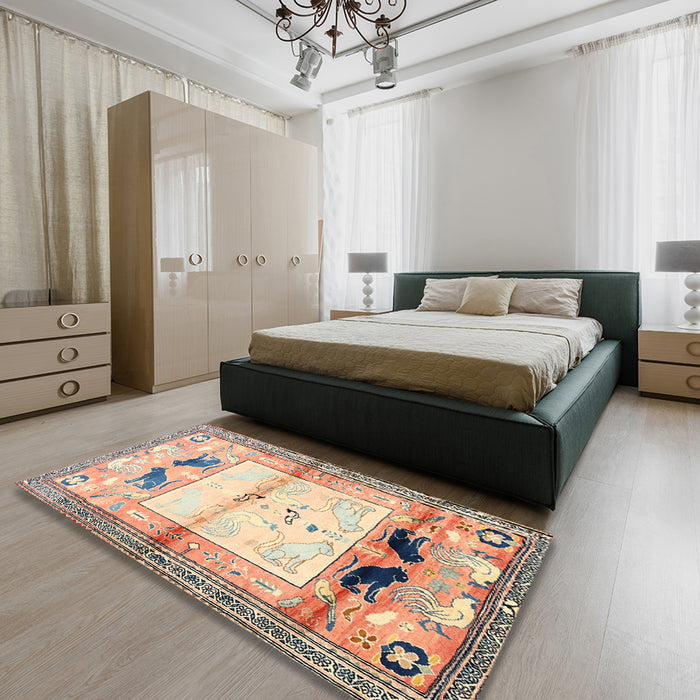 Machine Washable Traditional Brown Rug in a Bedroom, wshtr526